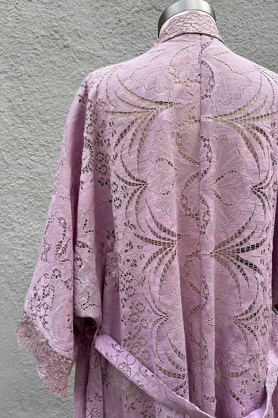 READY TO SHIP One of a Kind Upcycled Purple Lace Print Robe