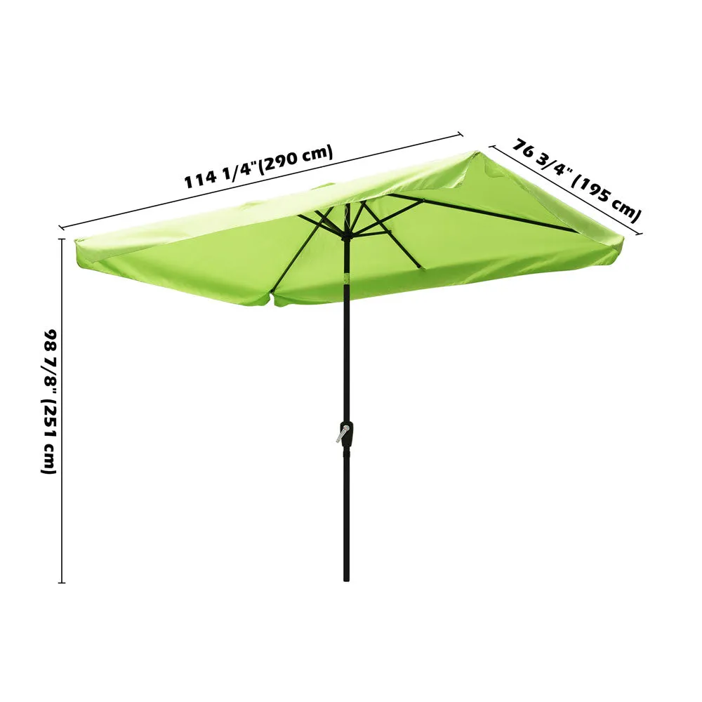 Rectangular Patio Umbrella Tilt Metal 10x6.5ft 6-Rib