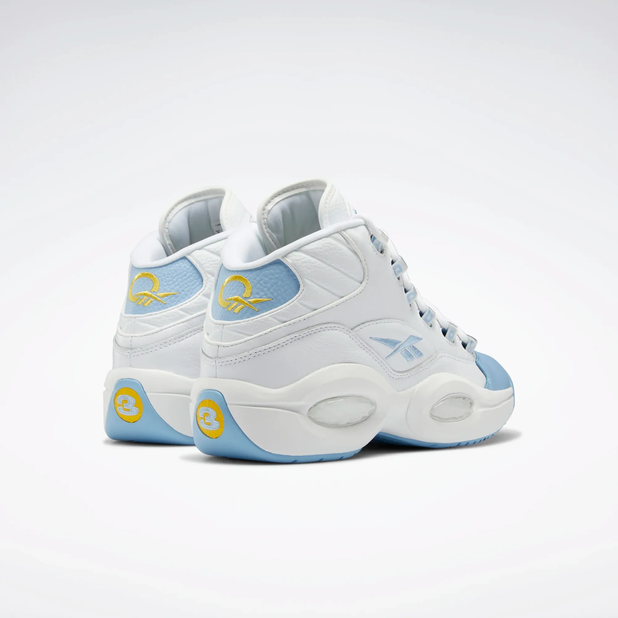 Reebok Men's Question Mid Basketball Shoes - Ftwr White / Fluid Blue / Toxic Yellow