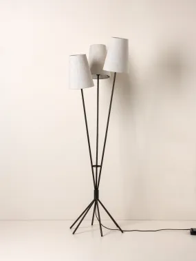 Renwick - 3 light linen and bronze floor lamp