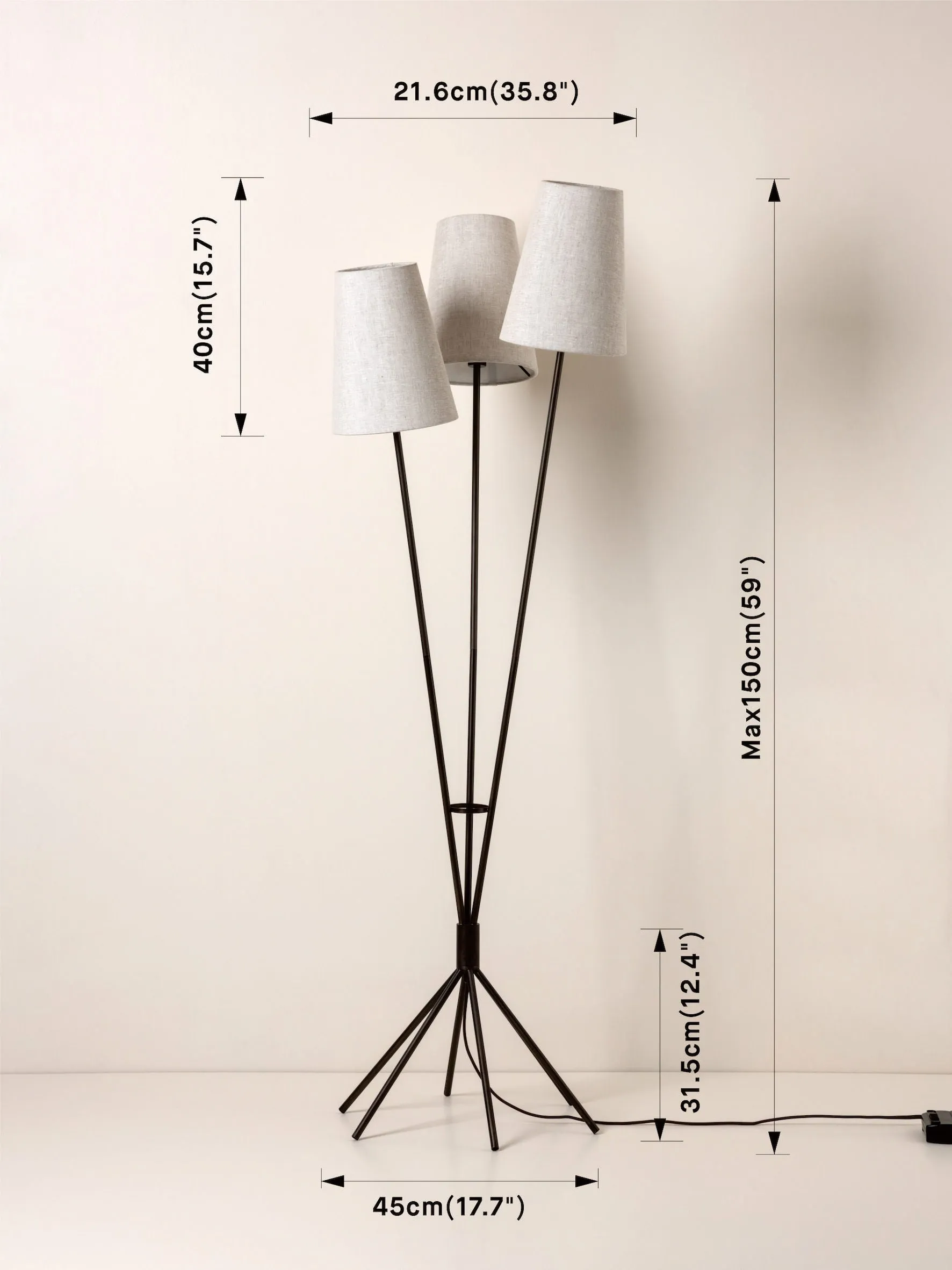 Renwick - 3 light linen and bronze floor lamp