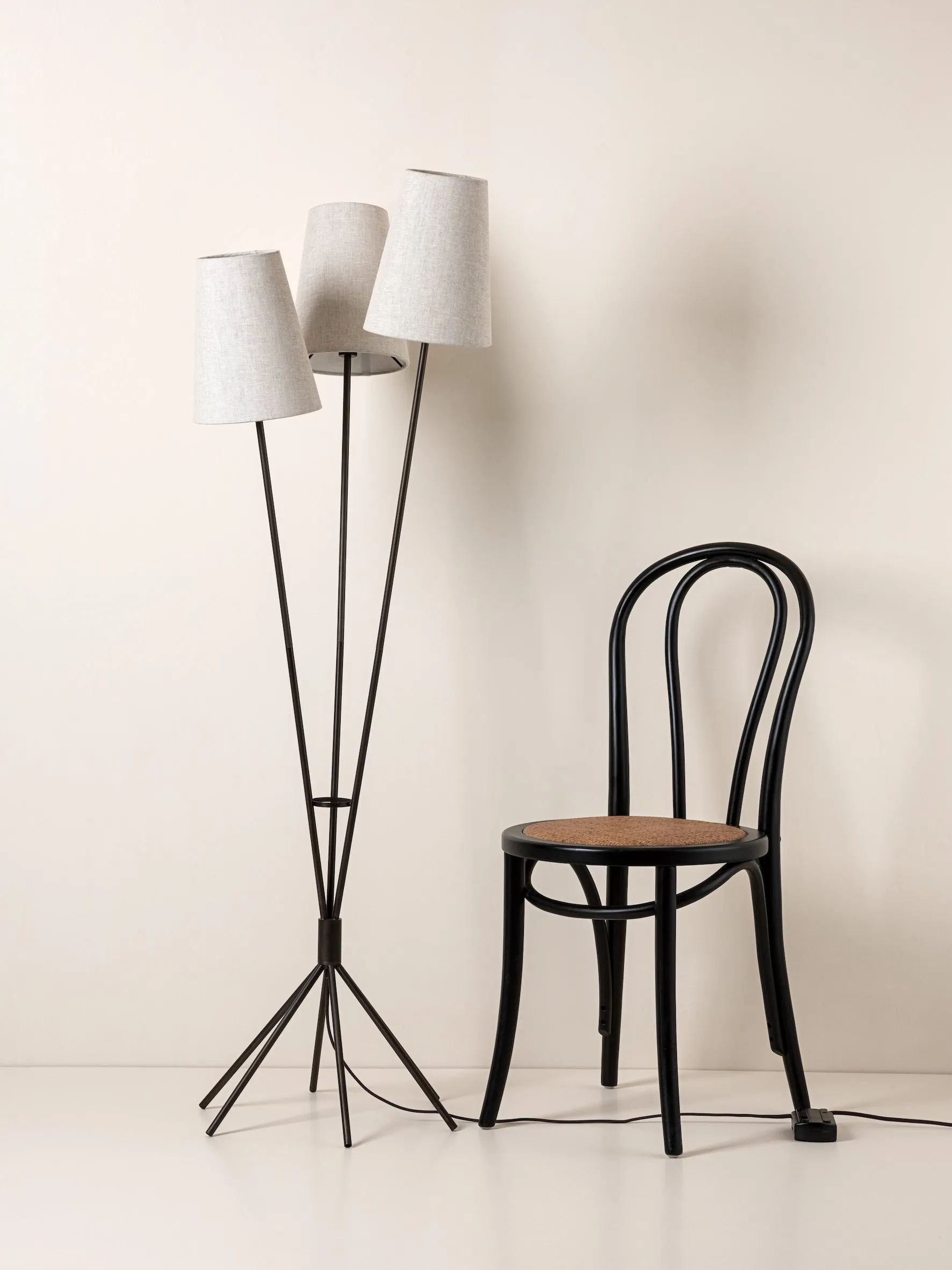 Renwick - 3 light linen and bronze floor lamp