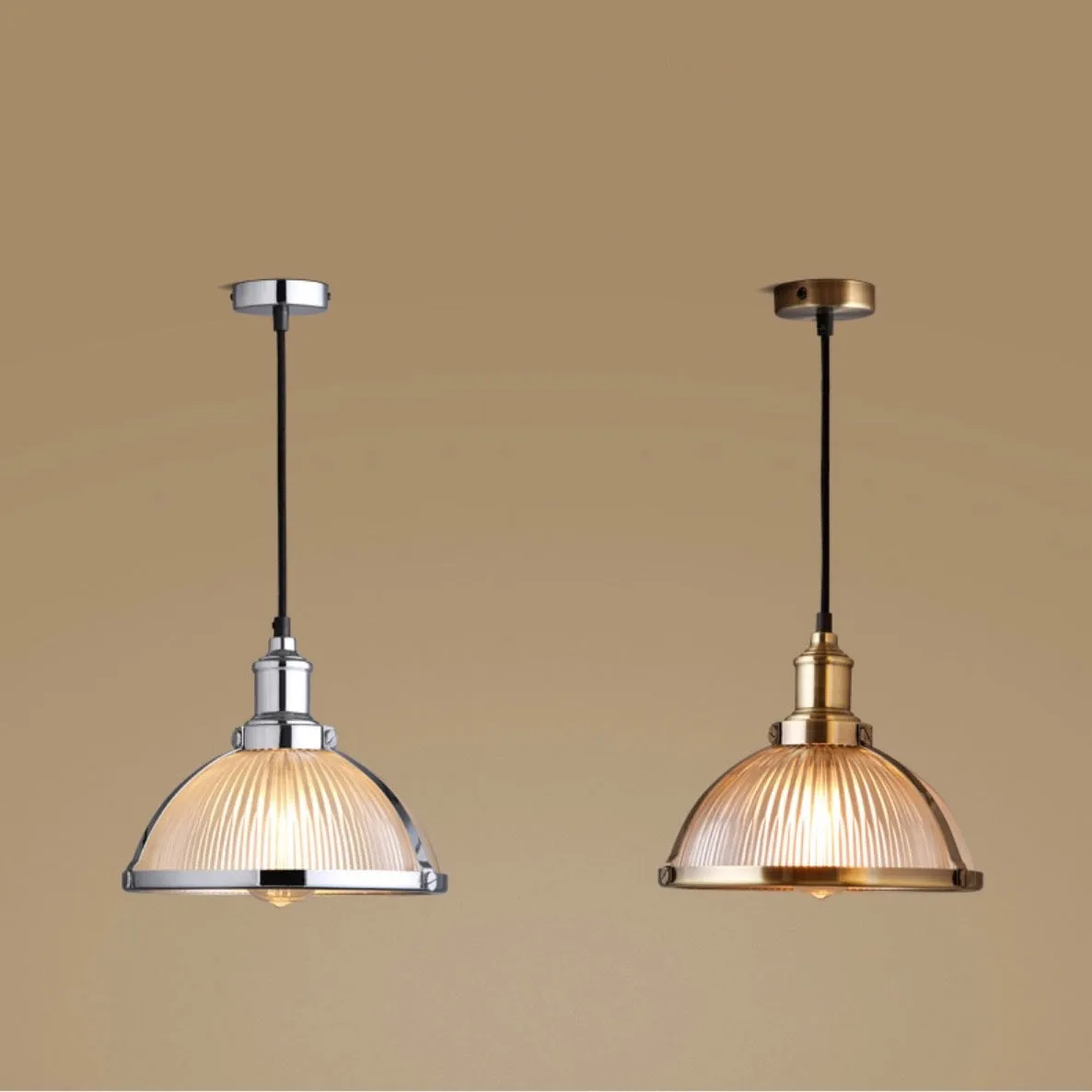 Retro Industrial Glass Pendant Light