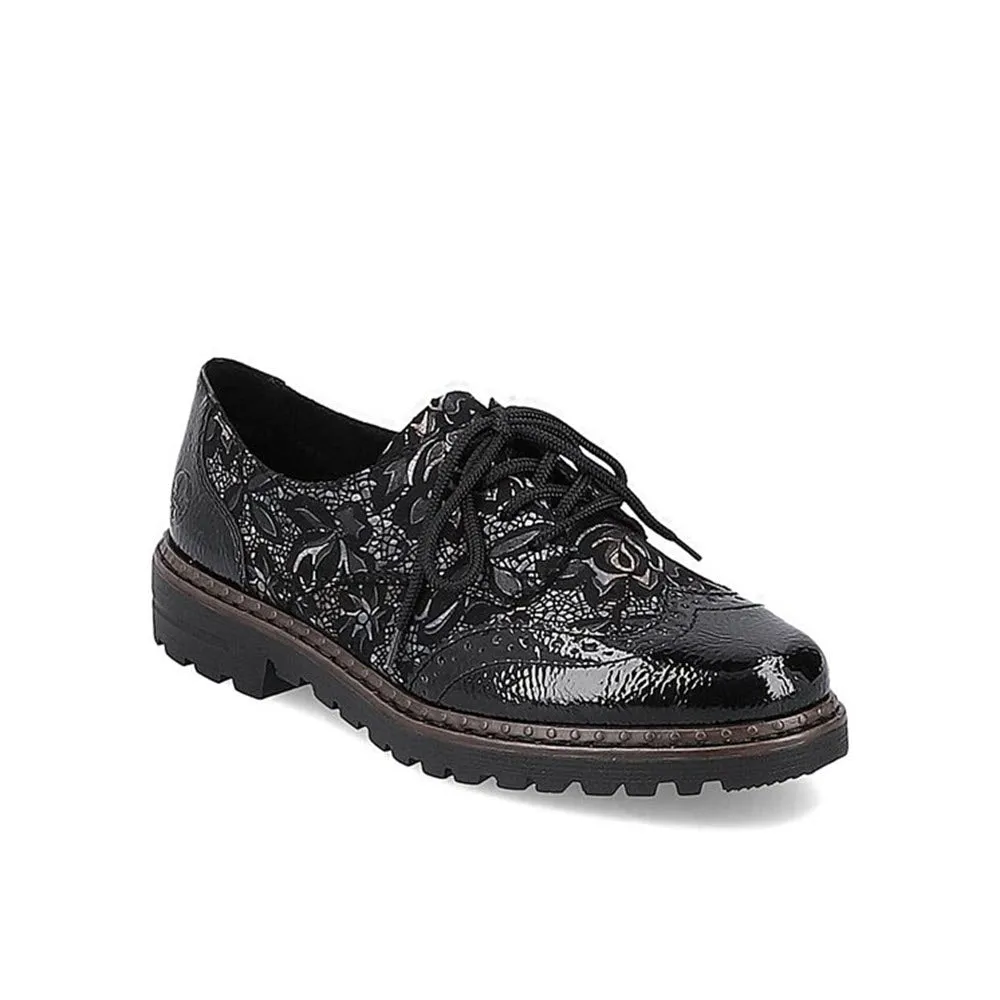 RIEKER MODERN TAILORED BROGUE BLACK META - WOMENS