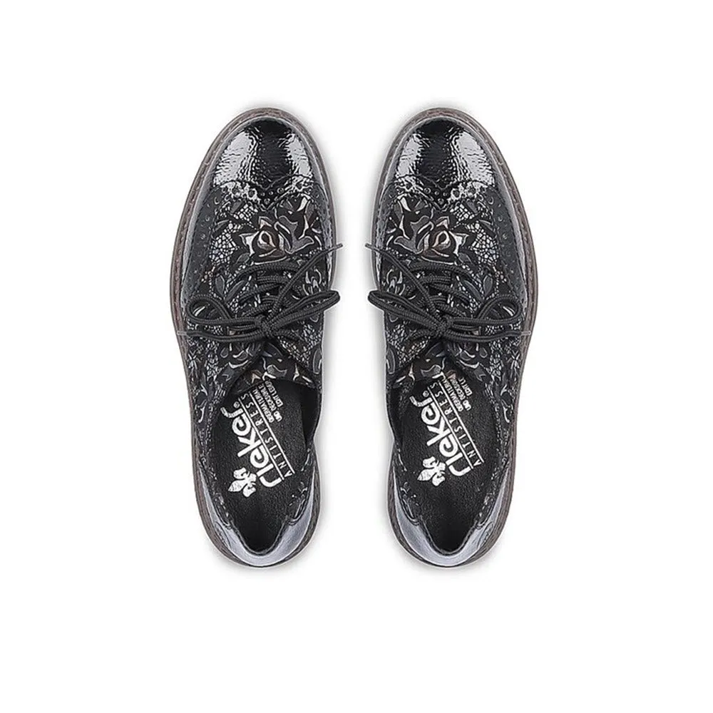 RIEKER MODERN TAILORED BROGUE BLACK META - WOMENS