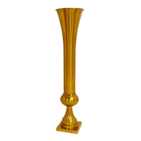 Set of 2 Metal Trumpet Centerpiece Vases - Gold