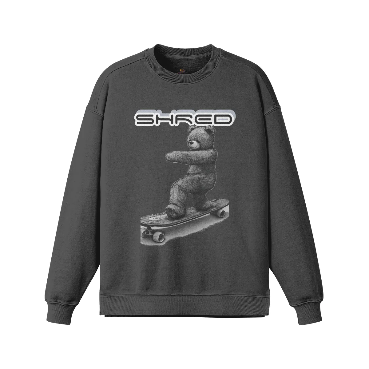 Teddy Ride Shred 380GSM Unisex Heavyweight Oversized Side Slit Faded Sweatshirt