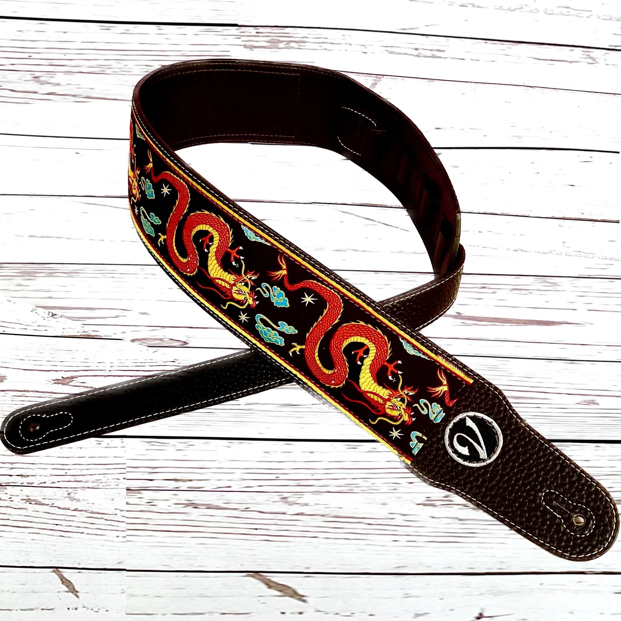 The Jimmy Page Dragon Suit Guitar Strap in Black - Vtar Vegan Guitar Straps