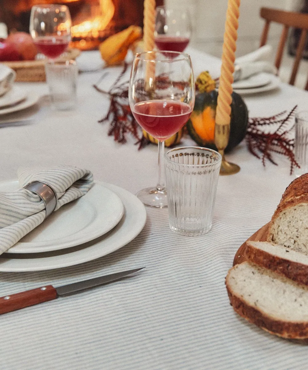 The Opal Tablecloth | Blue Harvest Stripe