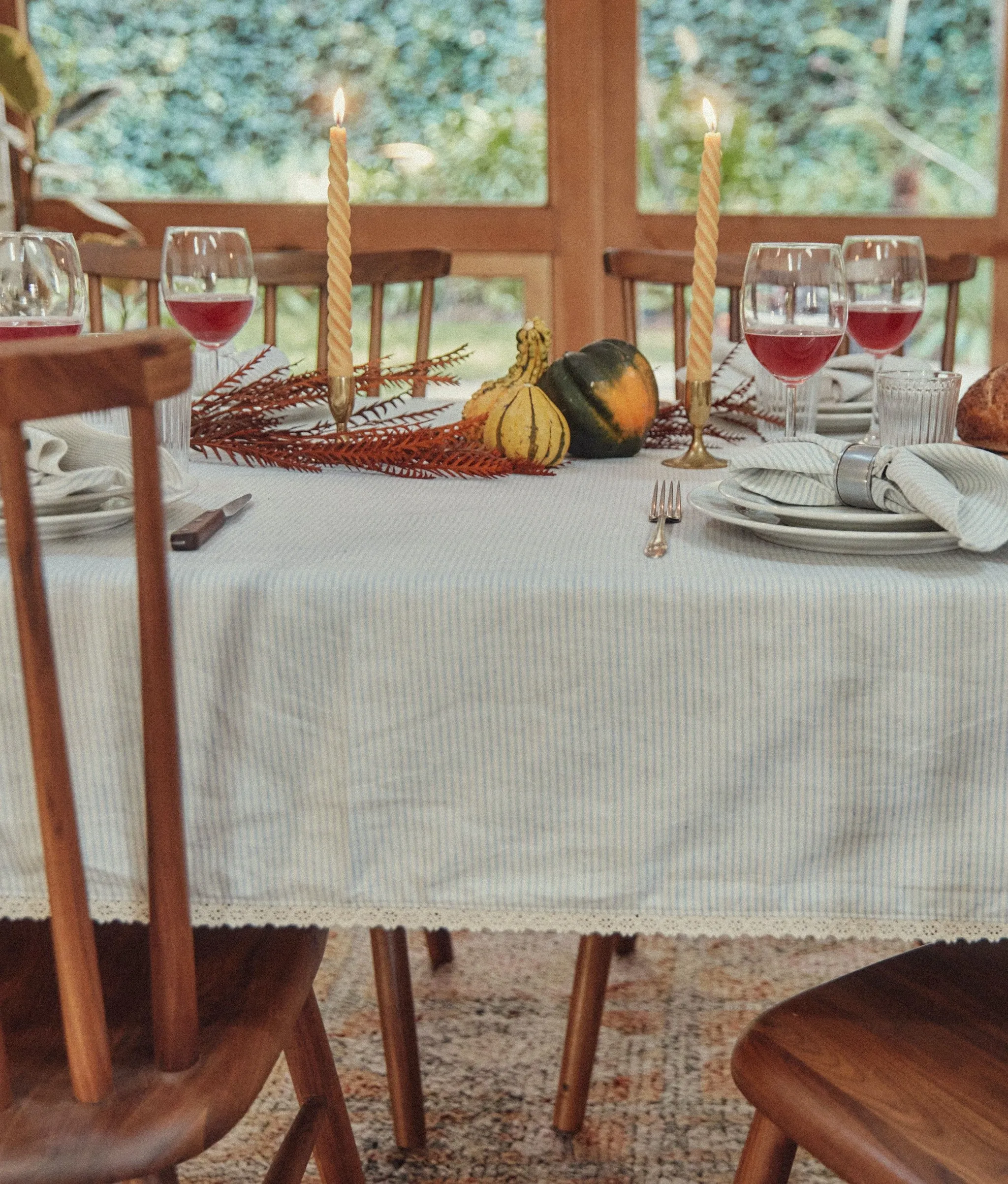 The Opal Tablecloth | Blue Harvest Stripe