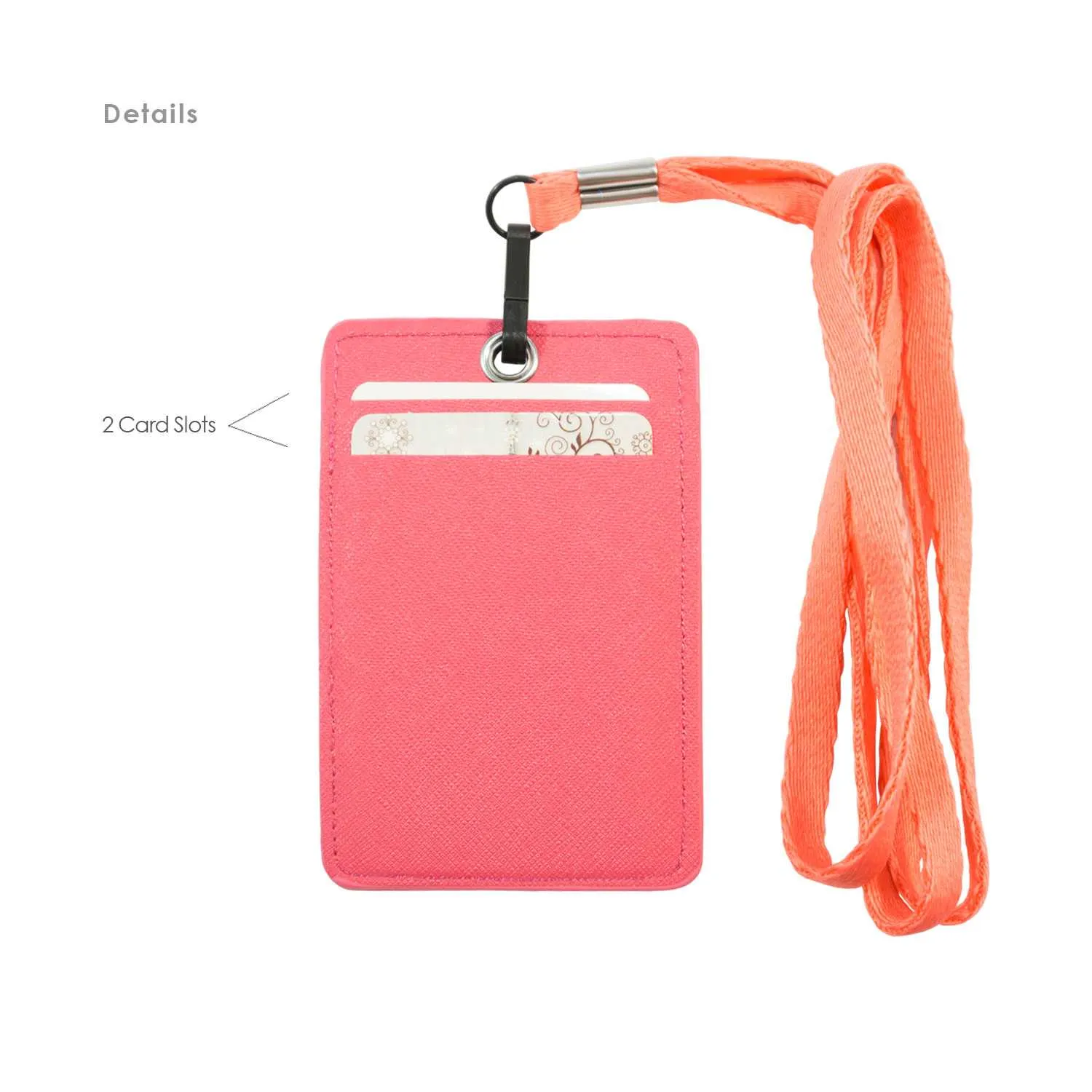 Unisex ID & Credit Cards Holder Wallet with Lanyard - Pink