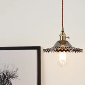 Vintage Glass and Brass Pendant Light